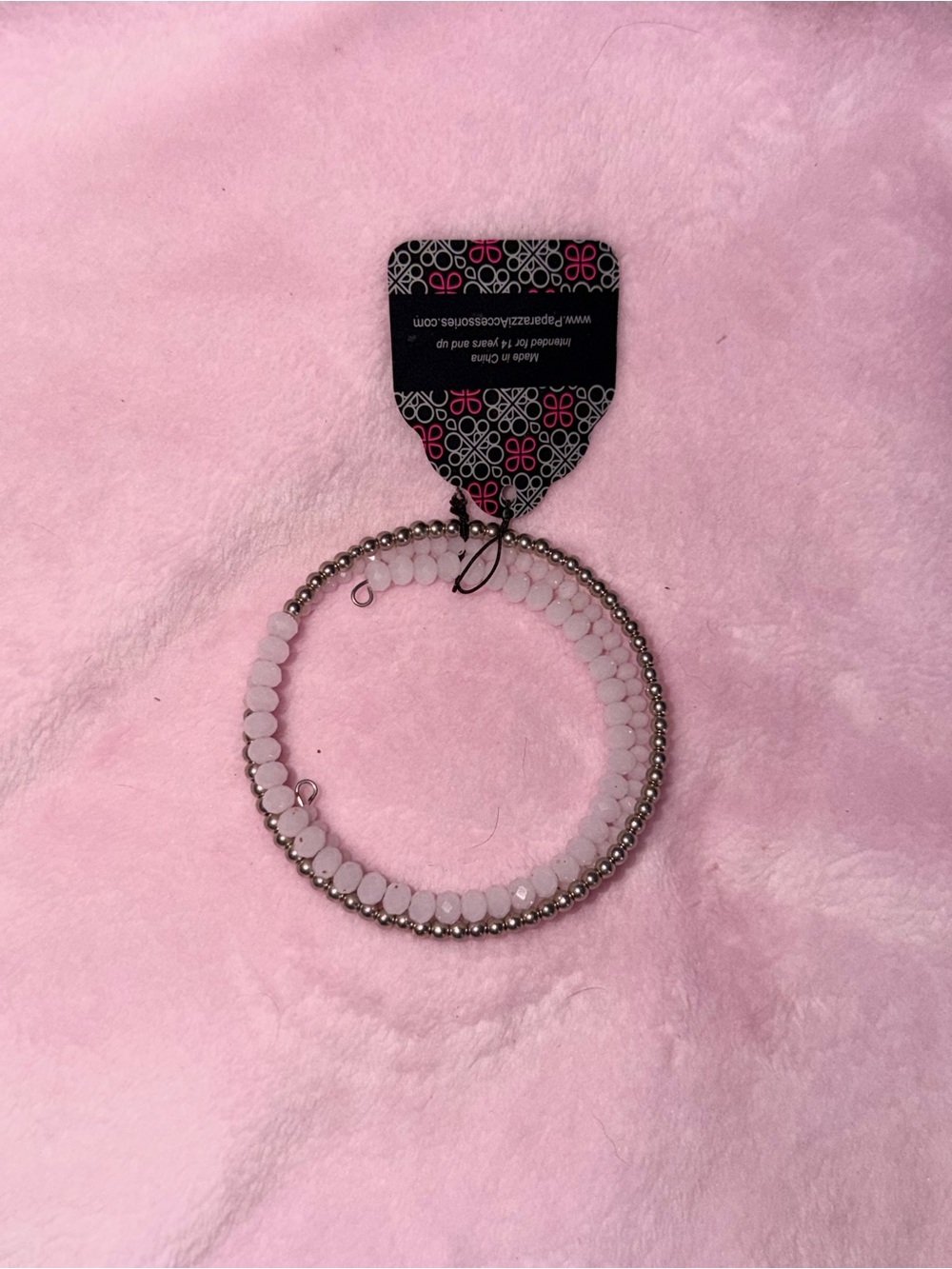 paparazzi Pink and Silver Beaded Hoop Bracelet Set